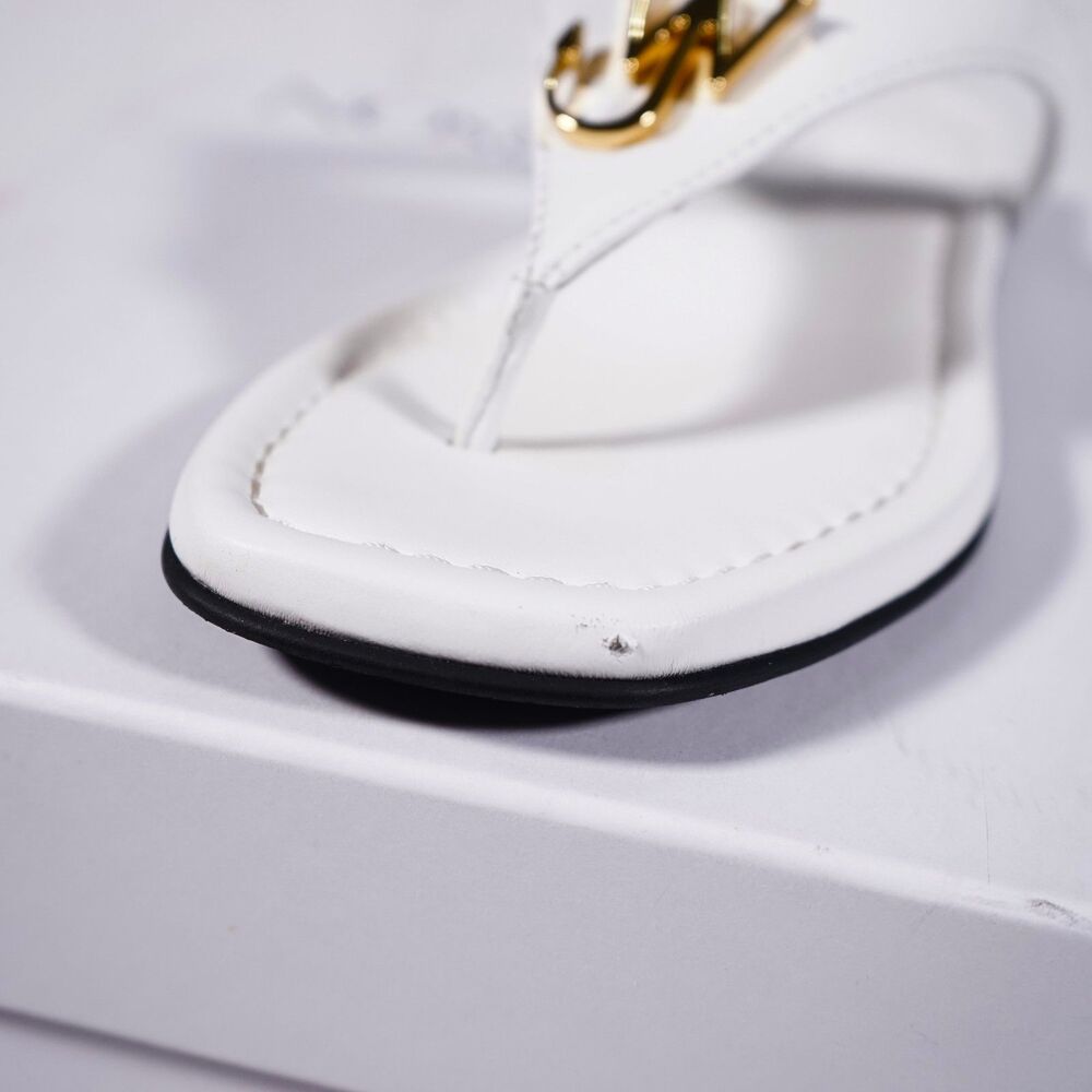 JW Anderson Leather Thong Sandals White Gold Anchor Logo Womens Size 36 Designer - Picture 4 of 7